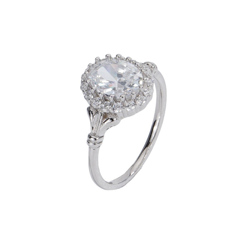 925 sterling silver sparkling zirconium ring - silvery