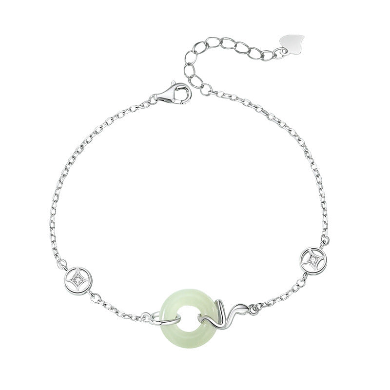 S925 sterling silver zodiac snake safety buckle bracelet