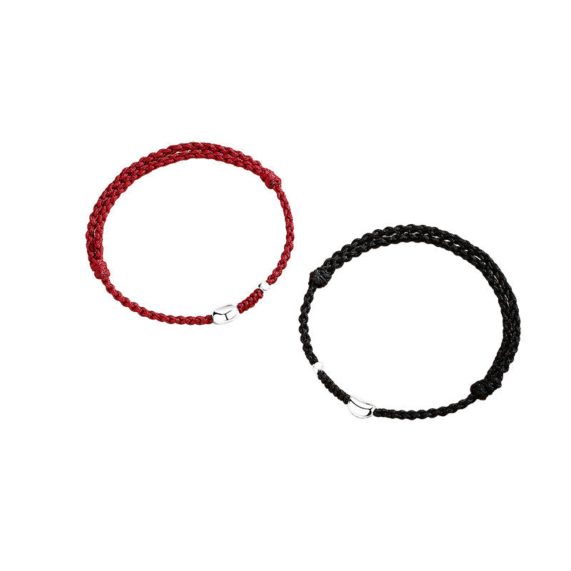 925 sterling silver couple bracelet with silver beads