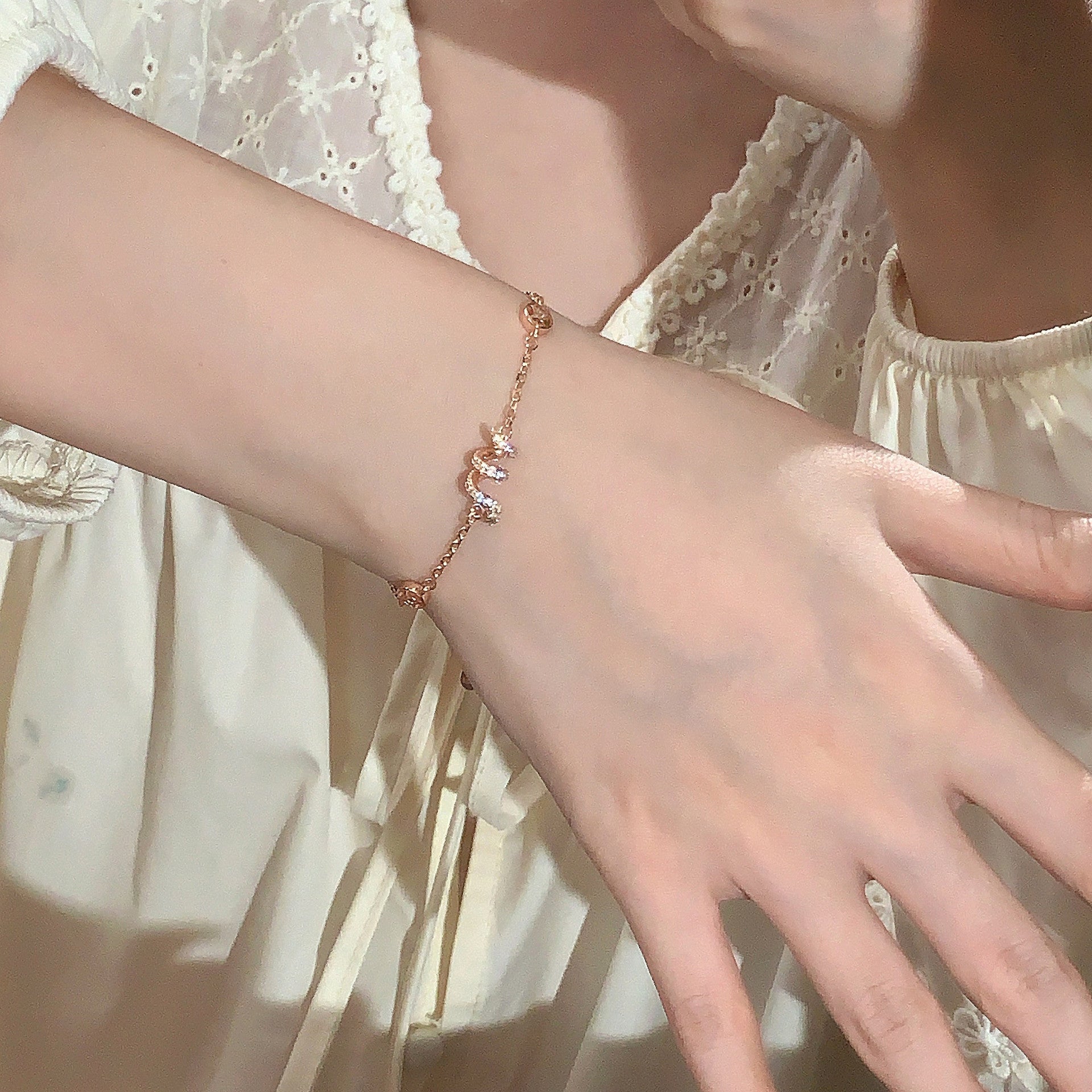 S925 sterling silver zodiac snake bracelet