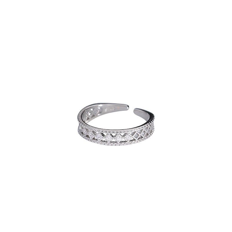 925 sterling silver hollow design ring - silvery