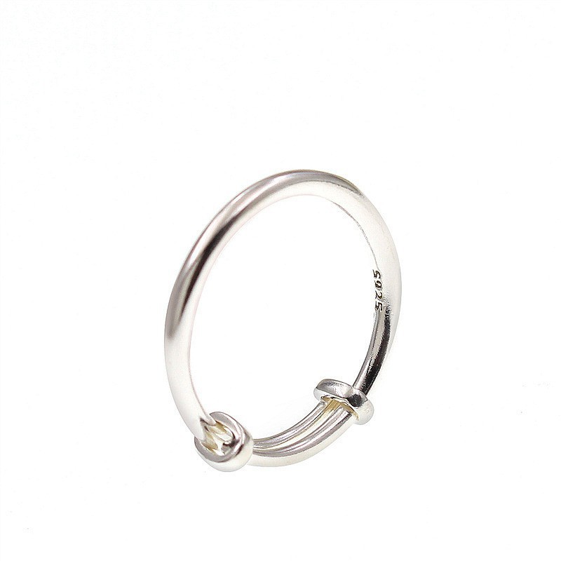 925 sterling silver push-pull adjustable ring - silvery