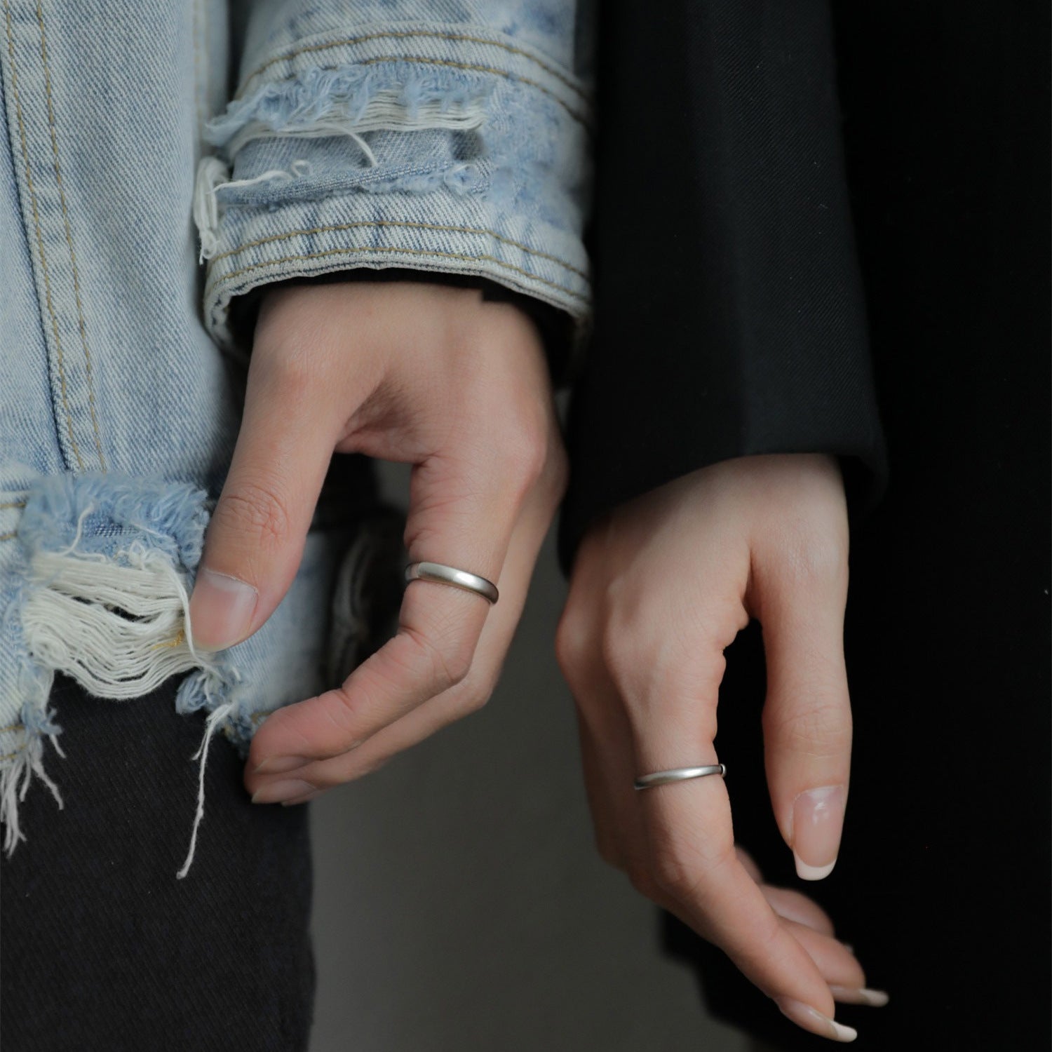 925 sterling silver couple ring matte matte ring