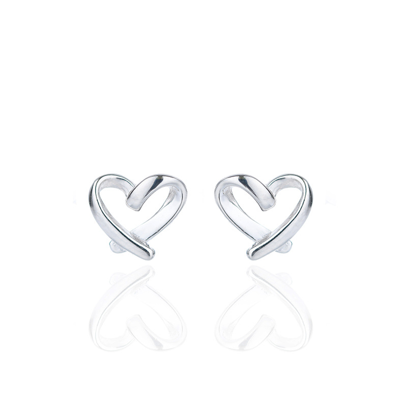 925 sterling silver heart-shaped earrings - silvery