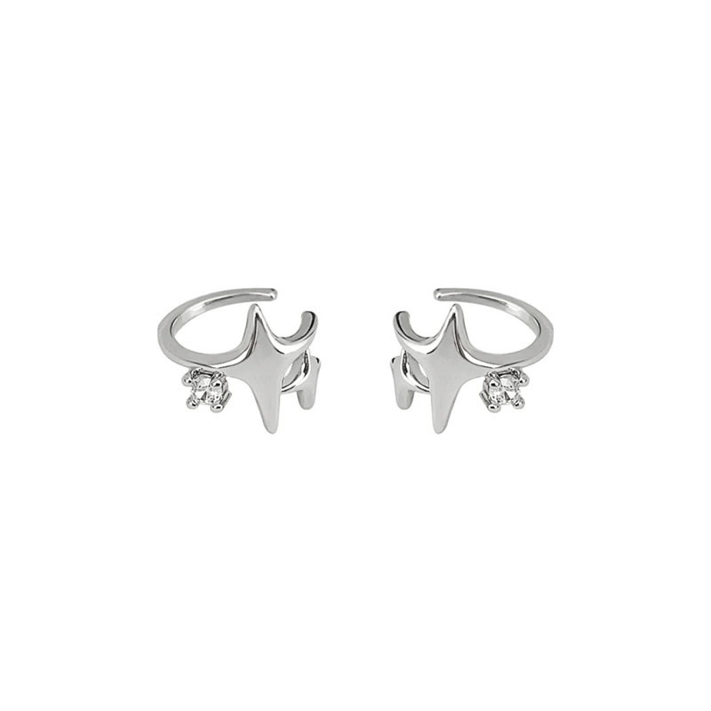925 sterling silver star ear clip - silvery