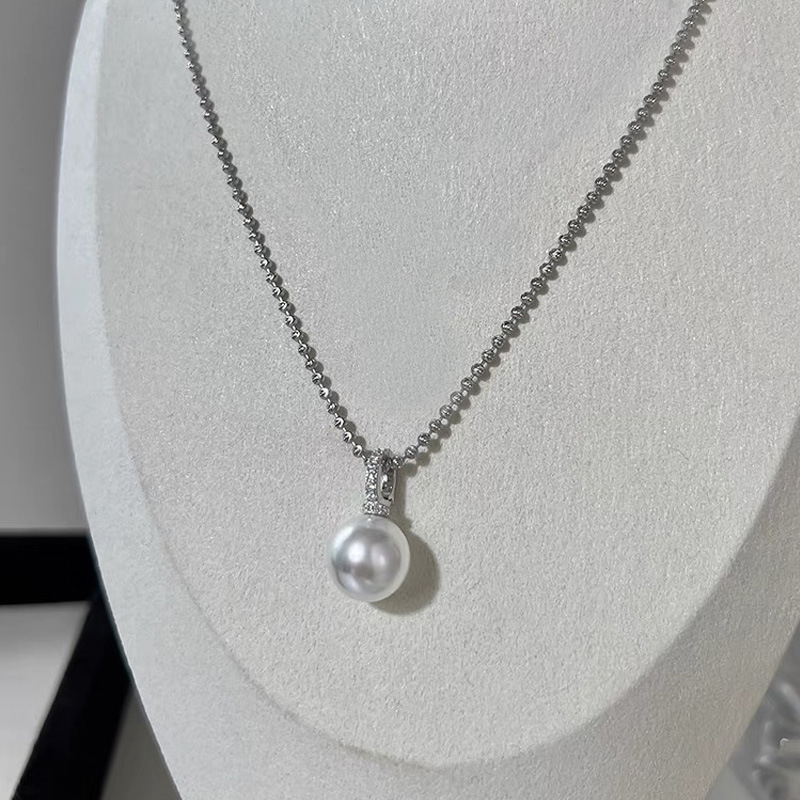 925 sterling silver pearl pendant necklace - silvery