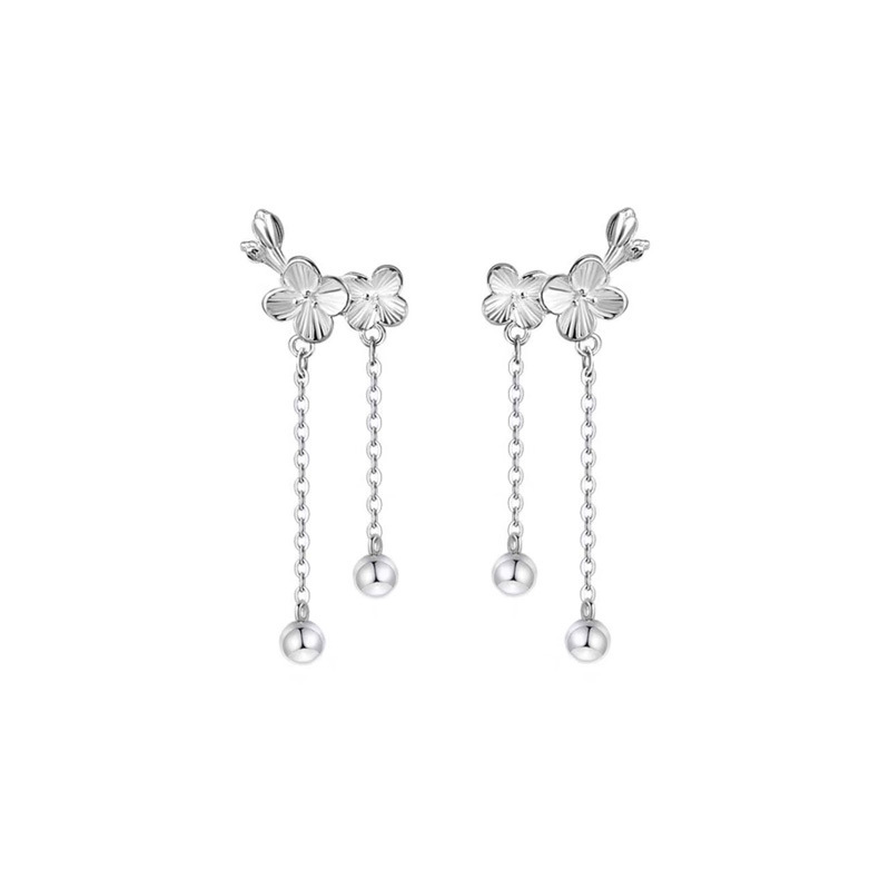 925 sterling silver flower earrings - silvery