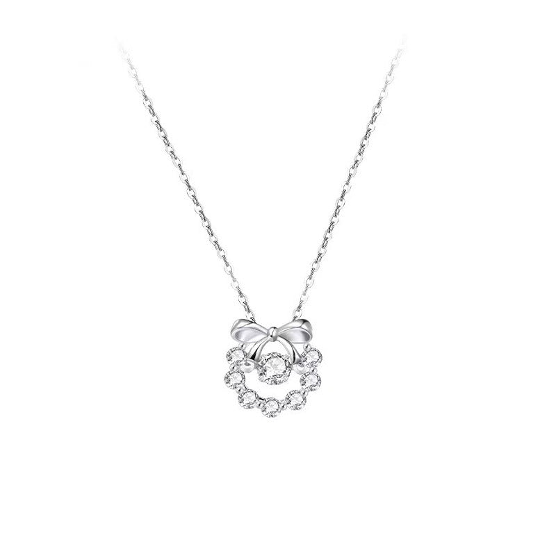 S925 sterling silver sparkling pendant necklace - silvery