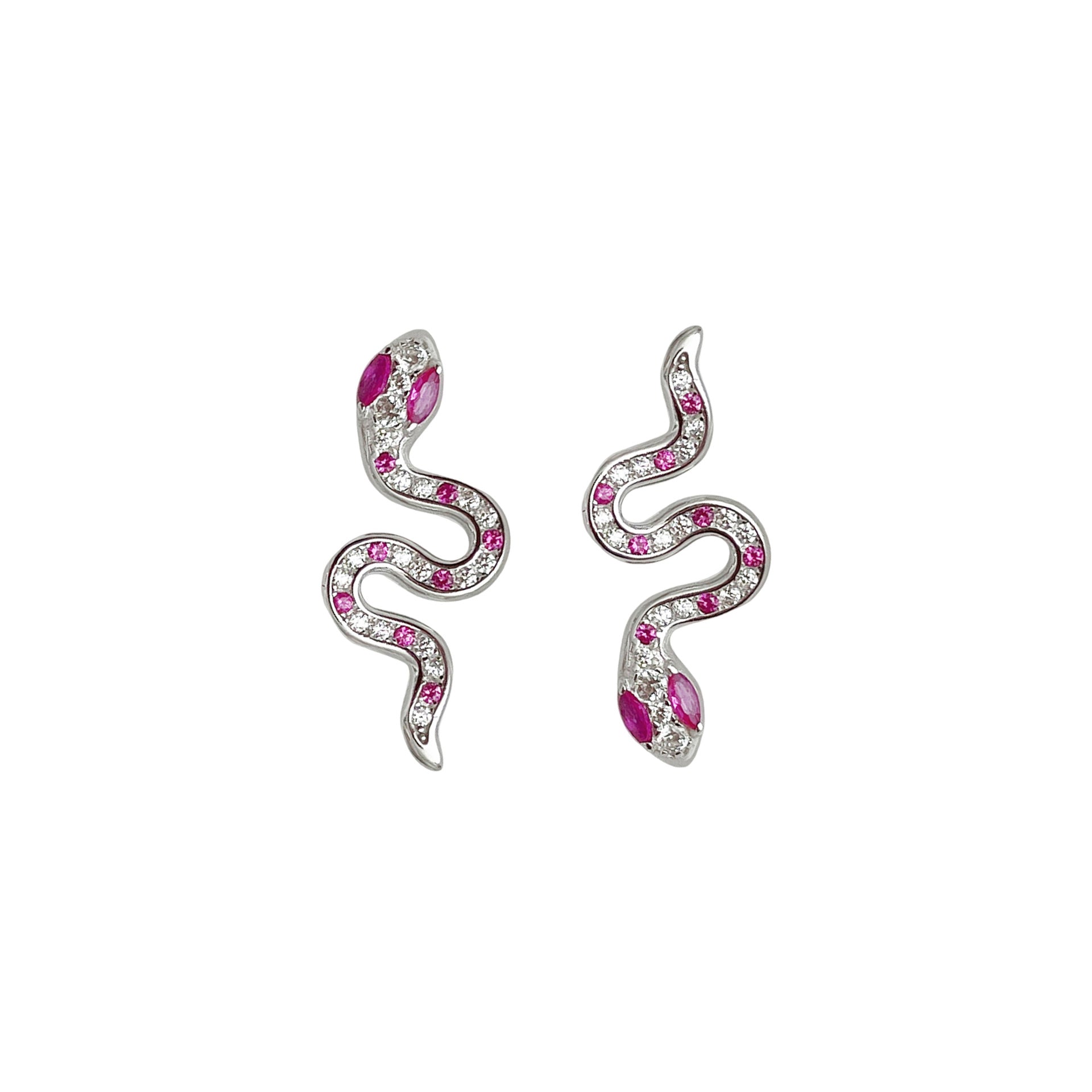 925 sterling silver snake shaped earrings - silvery