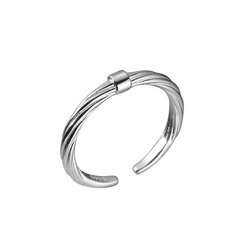 925 sterling silver open-end ring - silvery