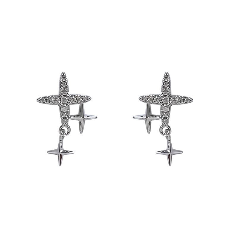 925 sterling silver star earrings - silvery