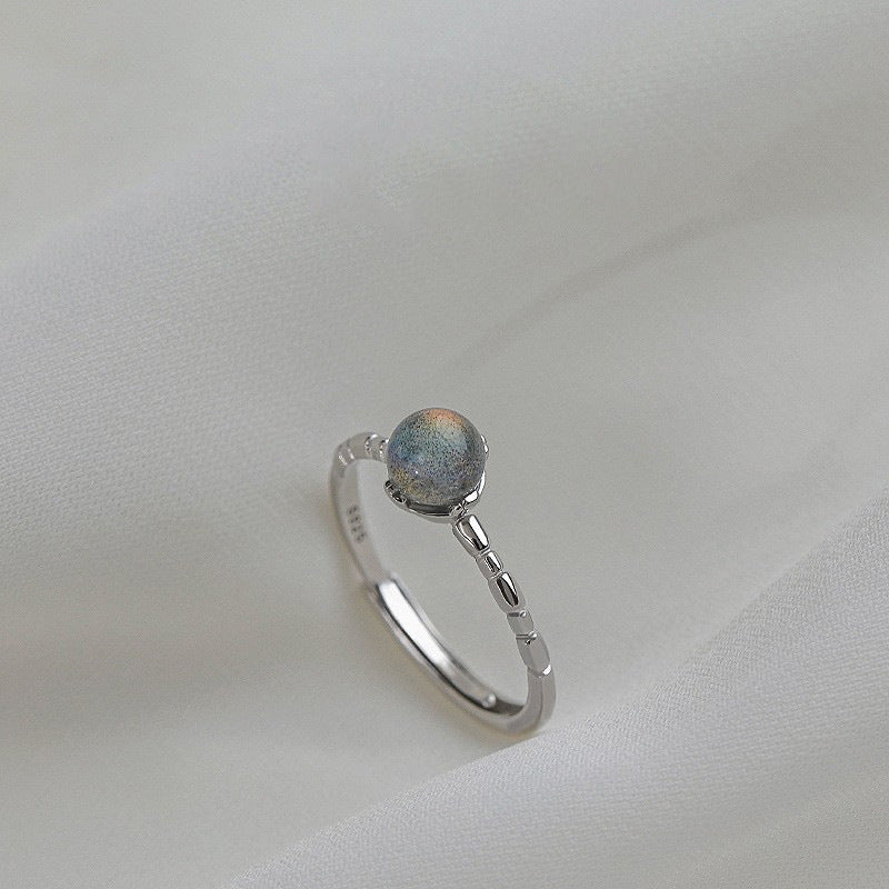 925 sterling silver labradorite ring - silvery