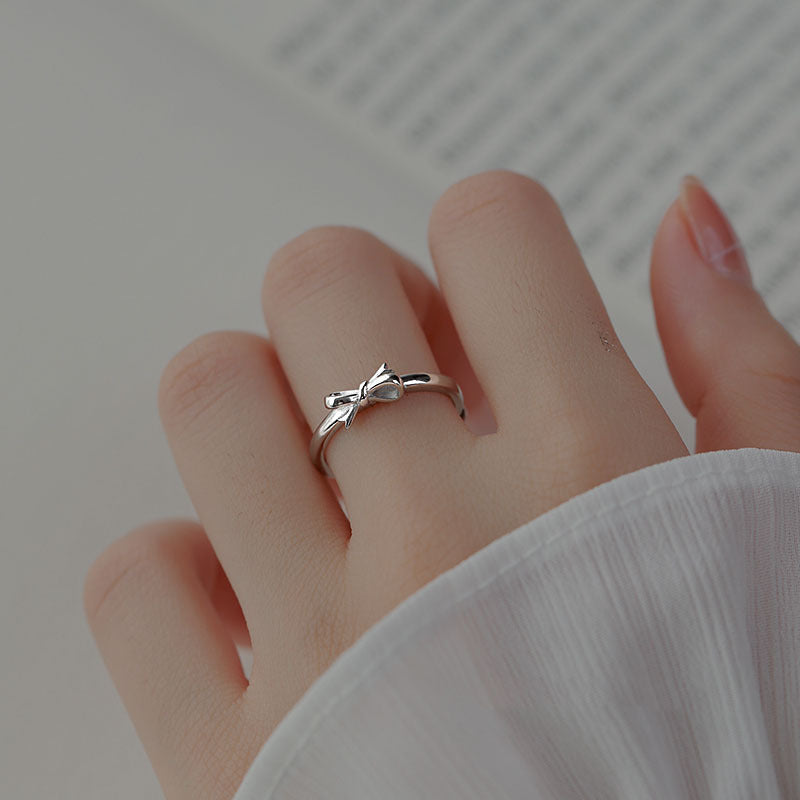 925 sterling silver bowknot ring - silvery