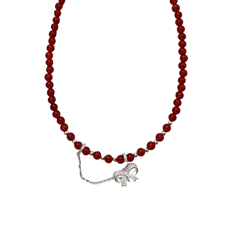 925 sterling silver red agate necklace