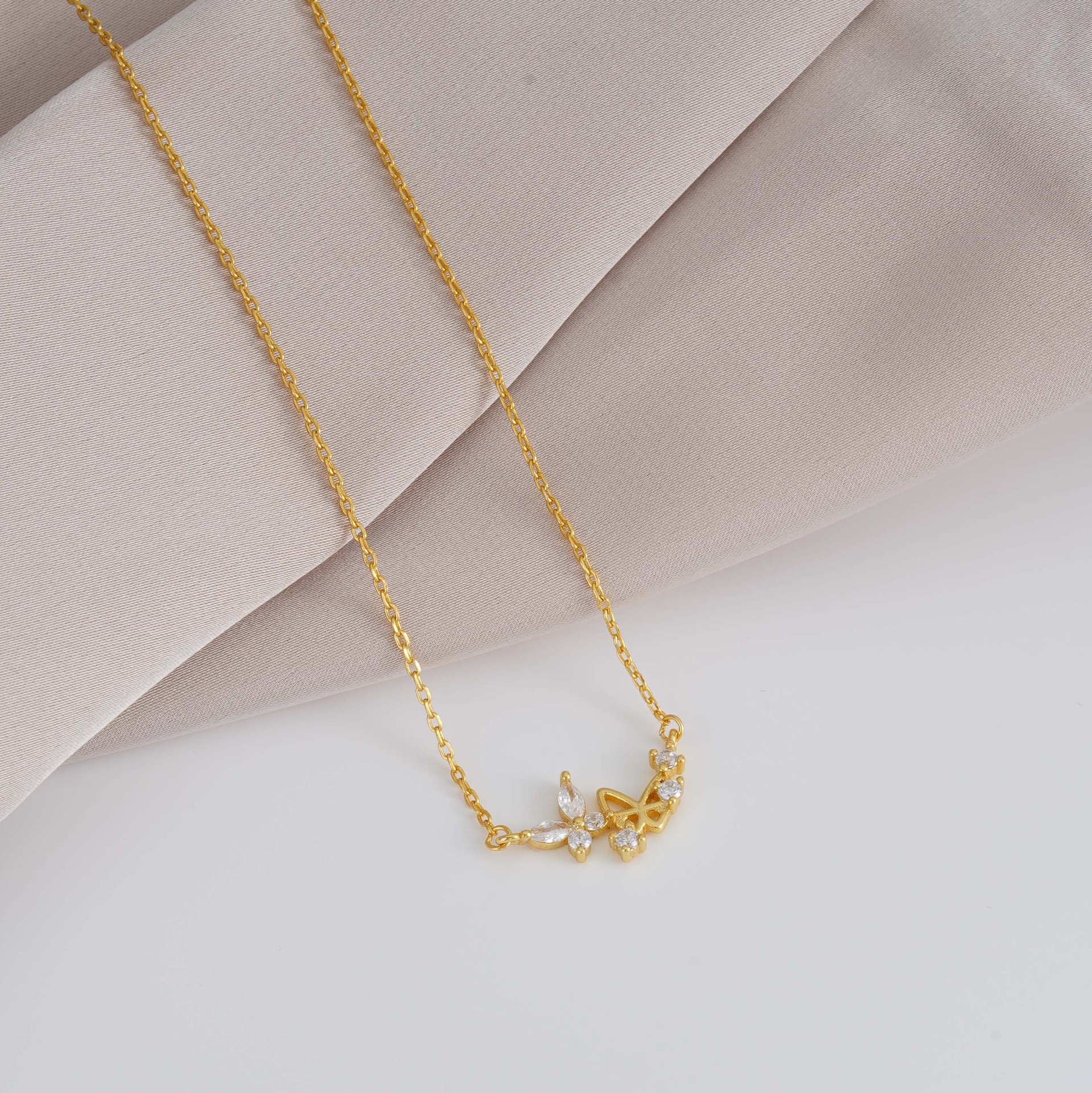 925 sterling silver double butterfly pendant necklace