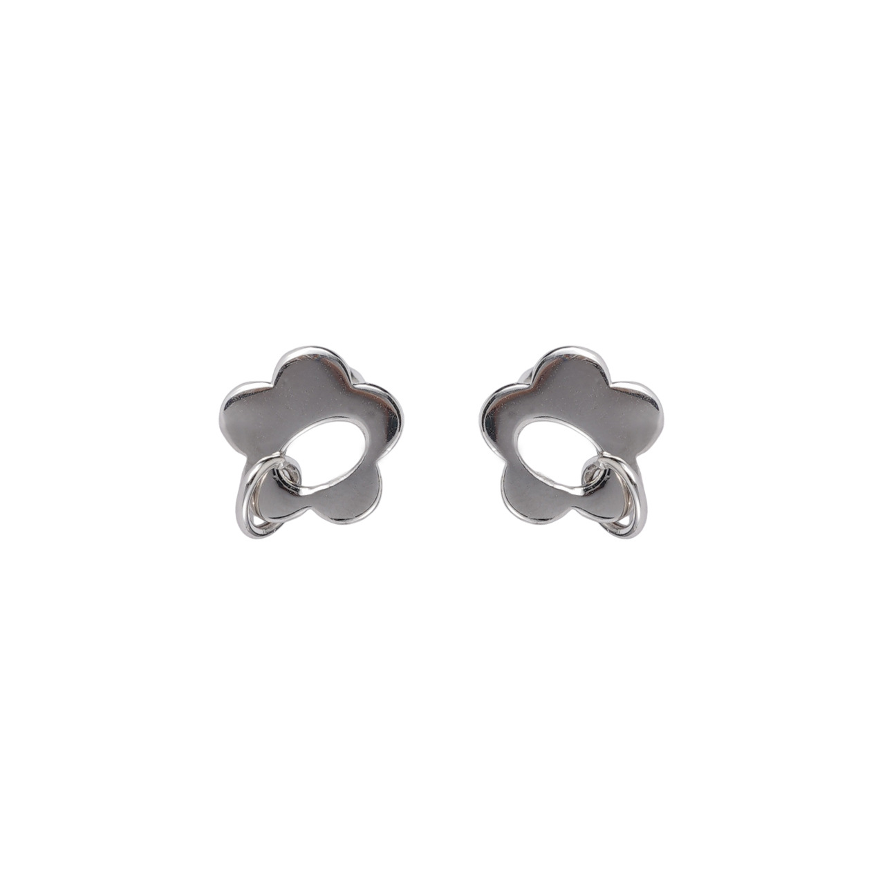 999 silver flower shaped earrings - silvery