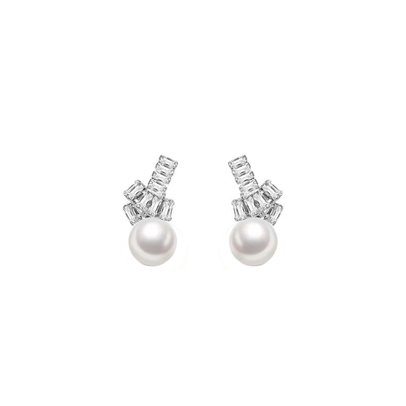 925 sterling silver pearl earrings - silvery