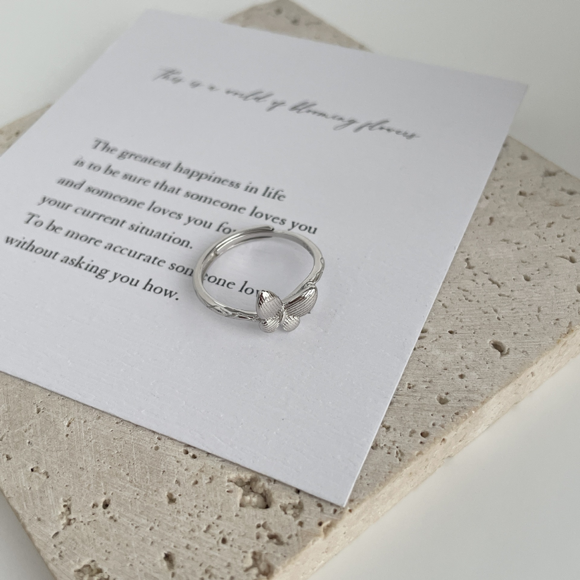 925 sterling silver butterfly shaped open ring - silvery
