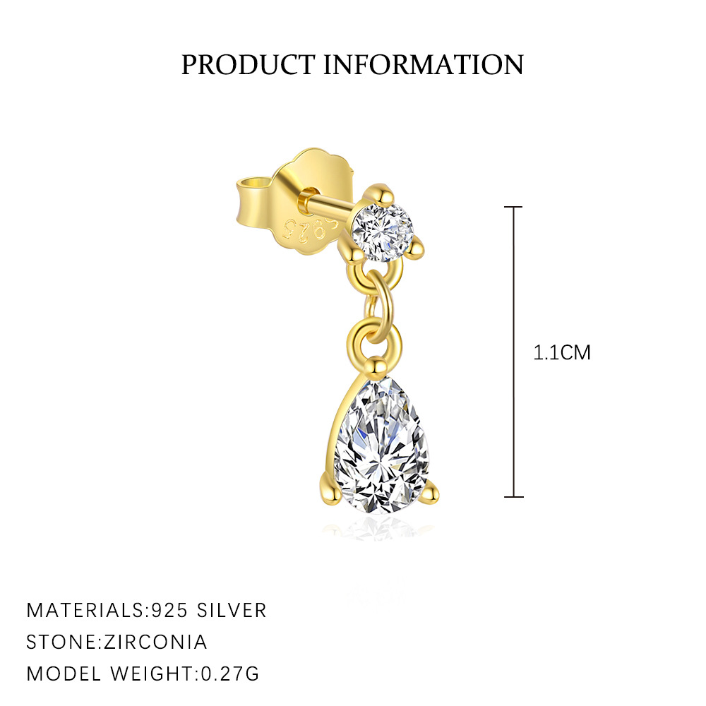 S925 Sterling Silver Tassel and Zircon Stud Earrings