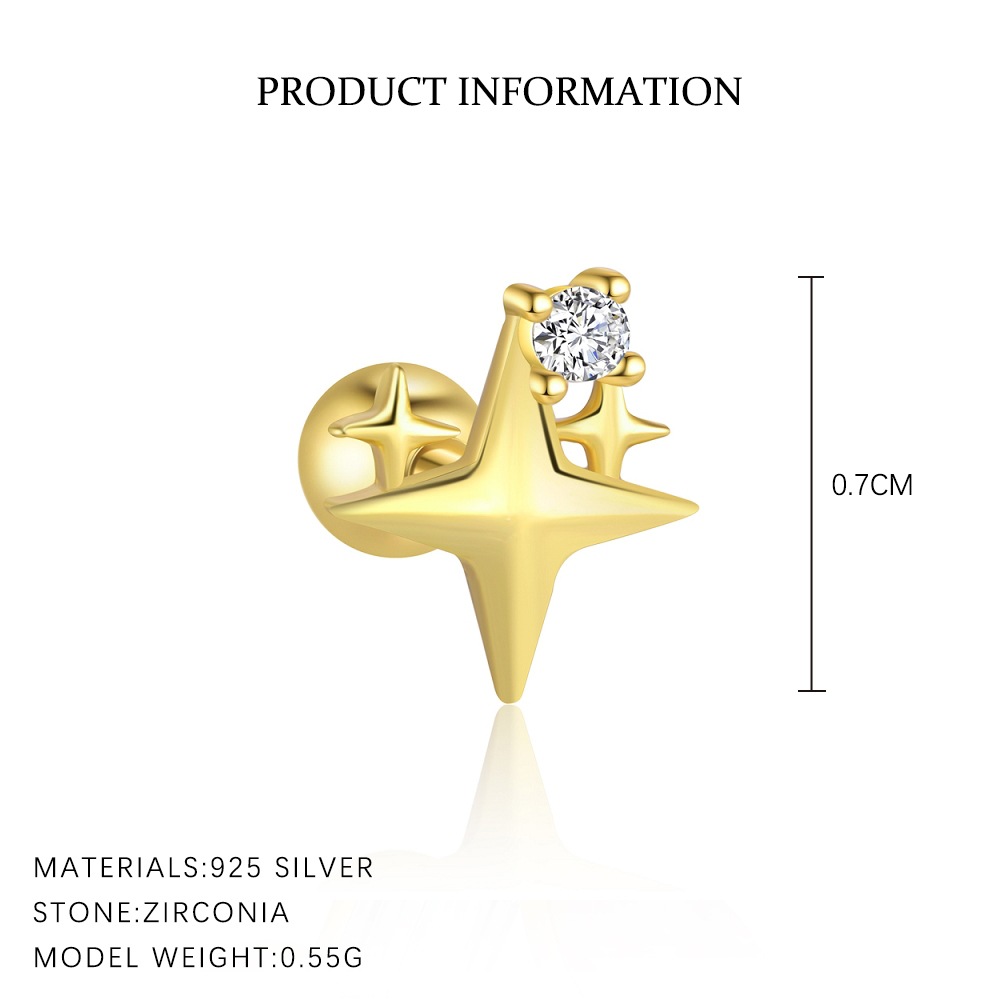 S925 Sterling Silver Micro-set Opal and Zircon Stud Earrings