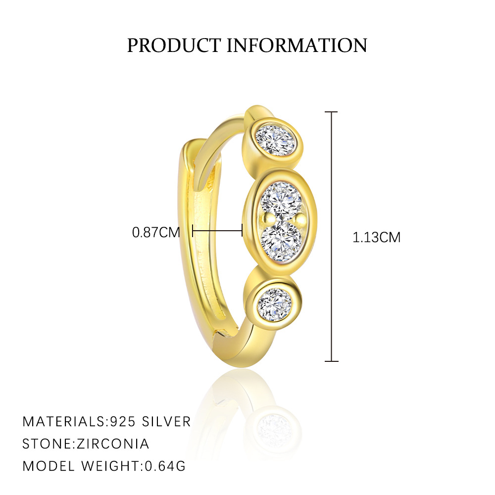 S925 Sterling Silver Earrings with High-Sparkle Zirconia