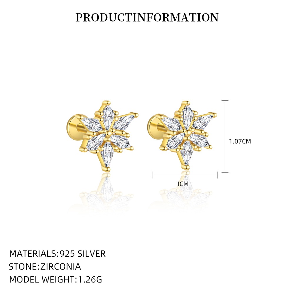 S925 Sterling Silver Small Square Cubic Zirconia Stud Earrings