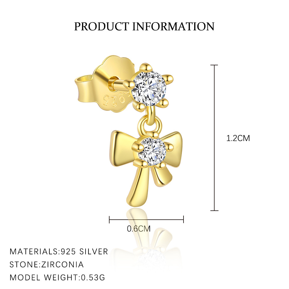 S925 sterling silver stud earrings with cubic zirconia