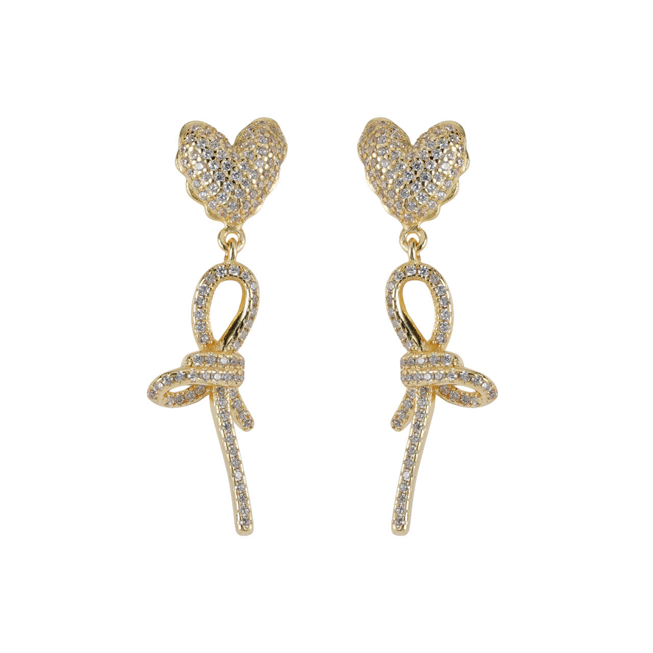 925 sterling silver heart-shaped long earrings