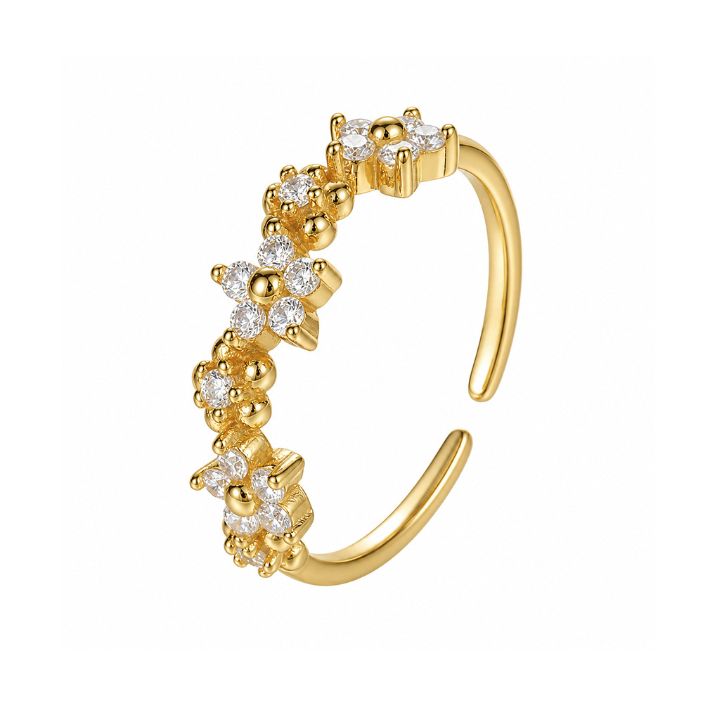 S925 Sterling Silver Open Ring with Colorful Sparkling Zirconia