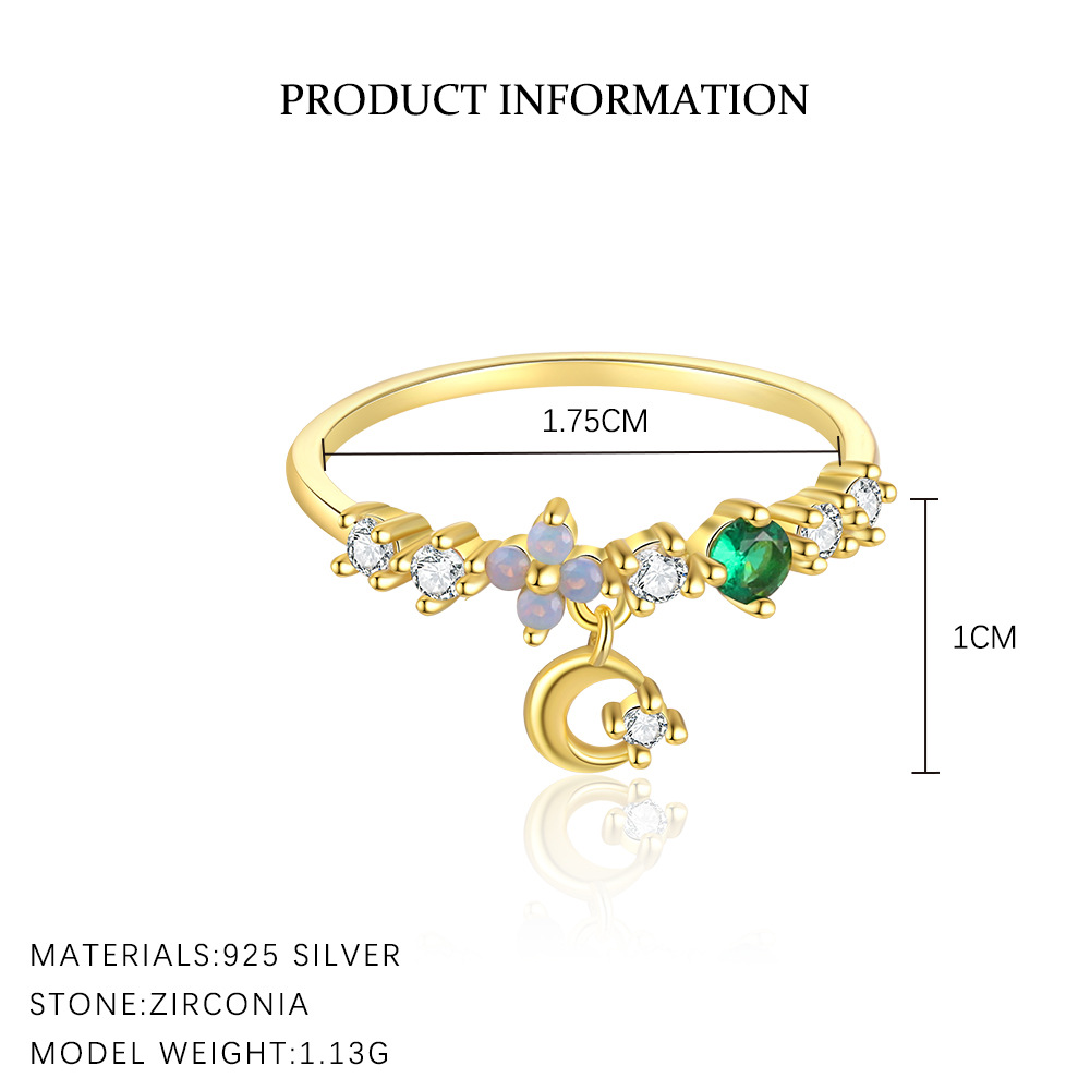 S925 Sterling Silver Ring with Colorful Cubic Zirconia