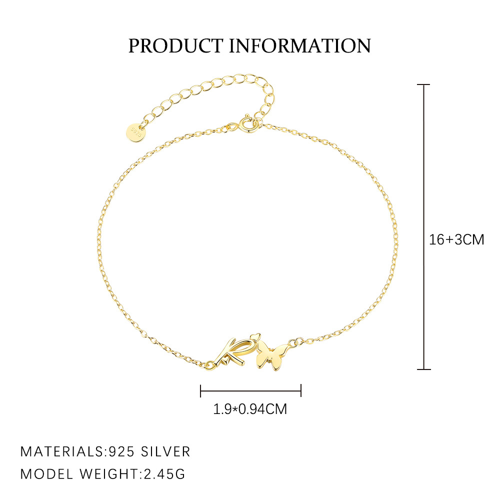 S925 Sterling Silver 26-Letter Bracelet