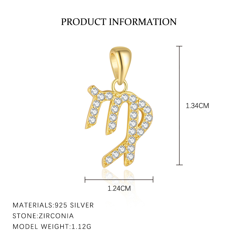 S925 Sterling Silver Zircon Zodiac Pendant