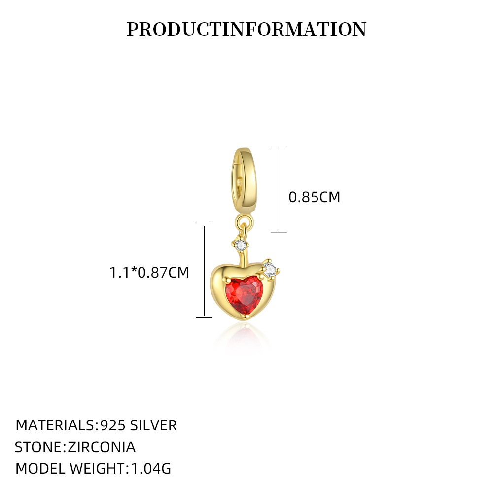 S925 Sterling Silver and Zircon Fruit Pendant