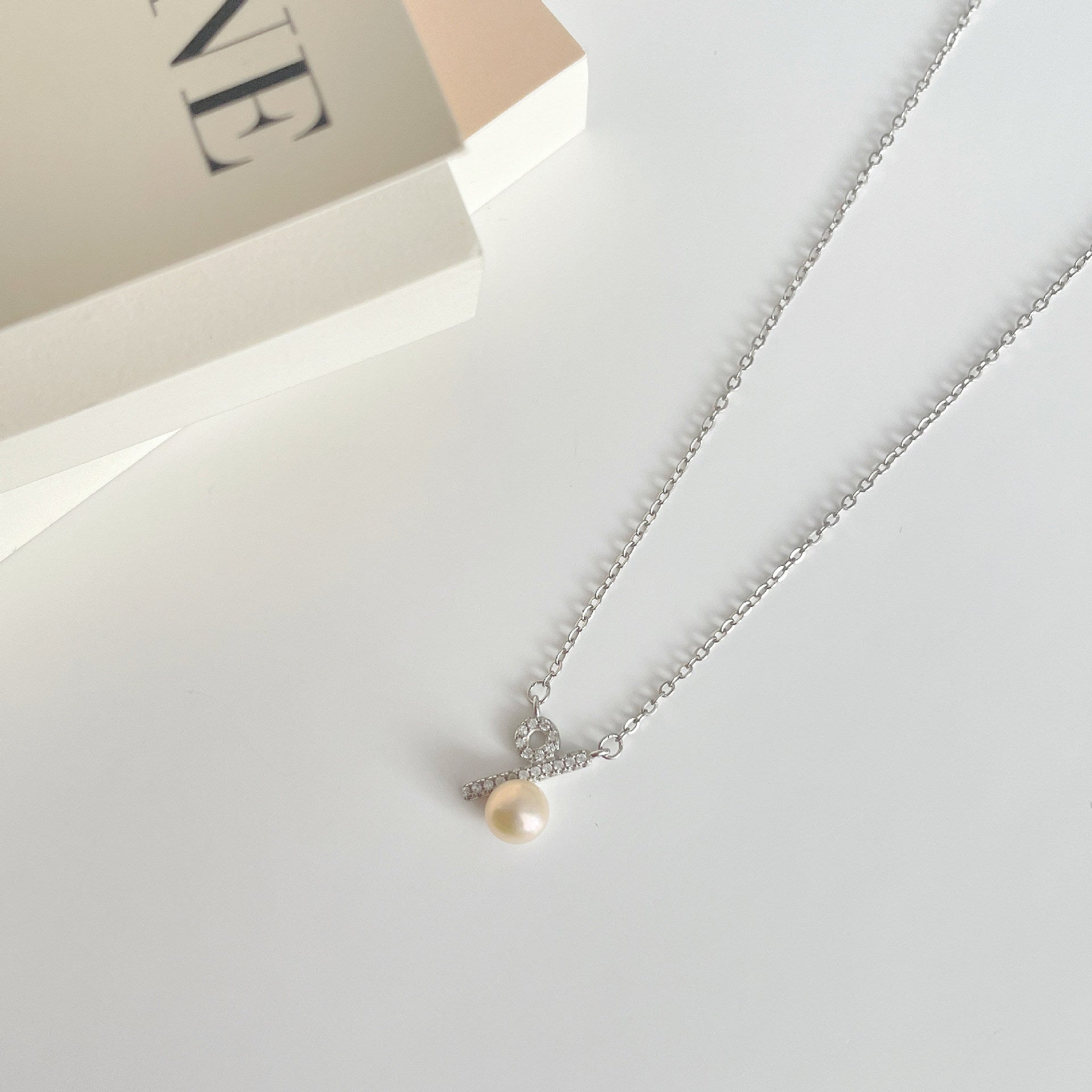 S925 pure silver freshwater pearl pendant necklace