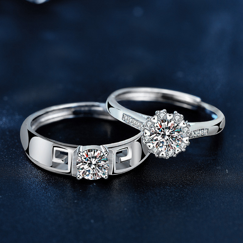 S925 Sterling Silver Moissanite A Lifetime of Love Couple Rings