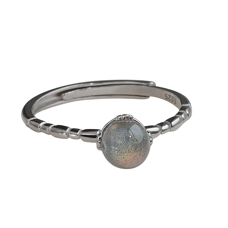 925 sterling silver labradorite ring - silvery