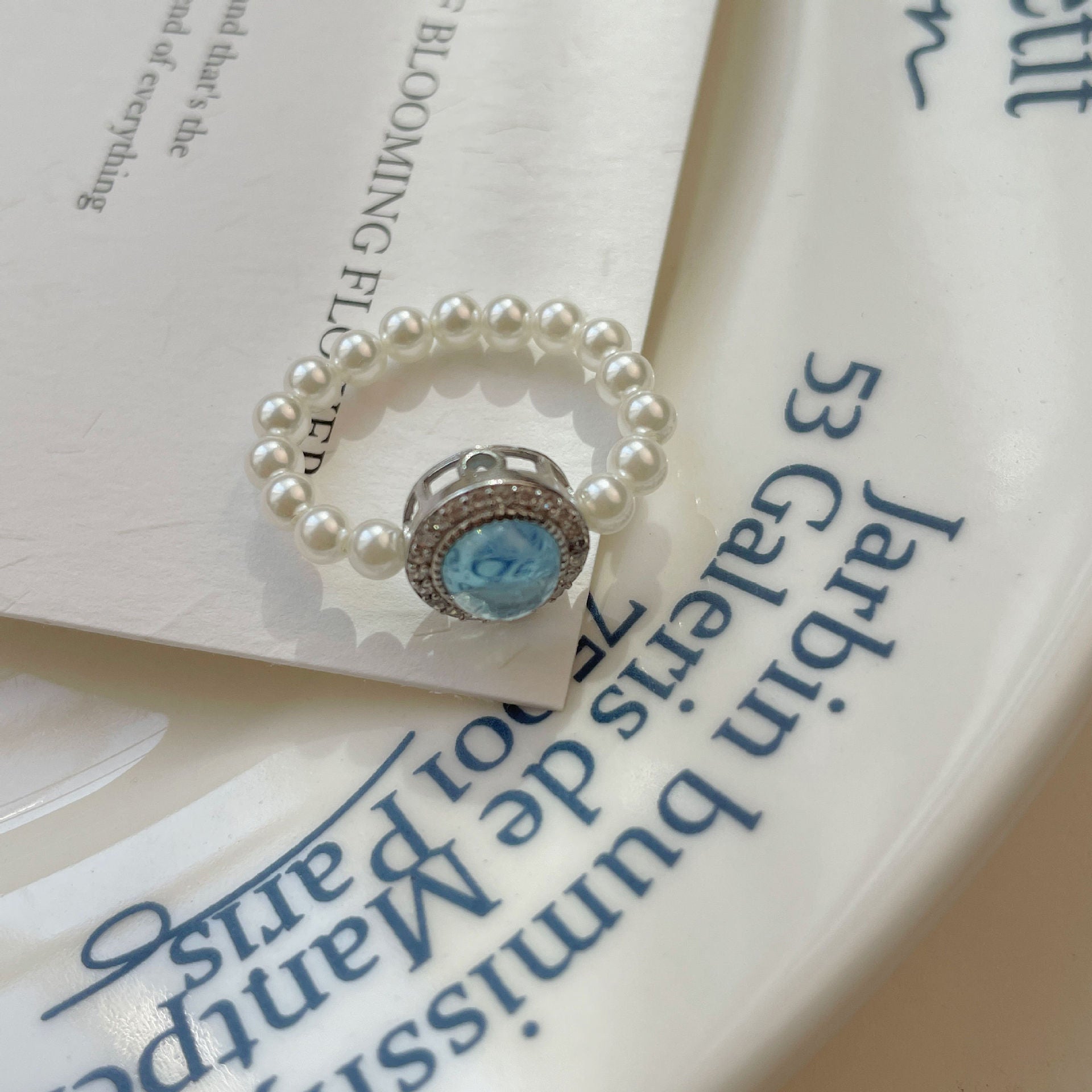 925 sterling silver pearl elastic rope ring