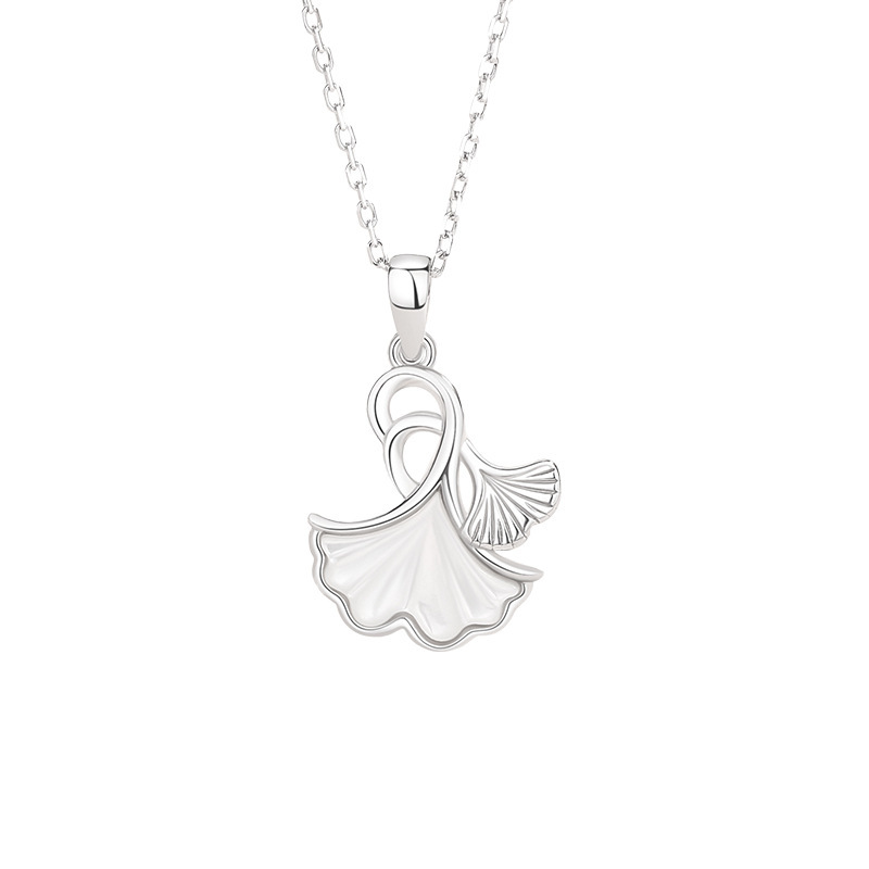 999 Silver Leaf Shape Pendant Necklace - Silvery