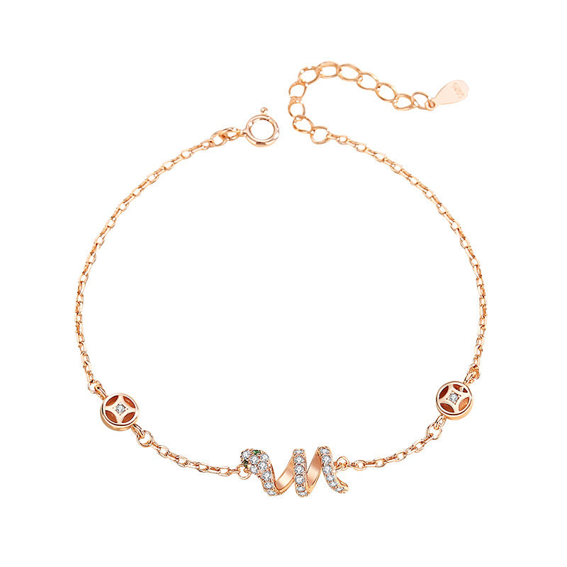 S925 sterling silver zodiac snake bracelet