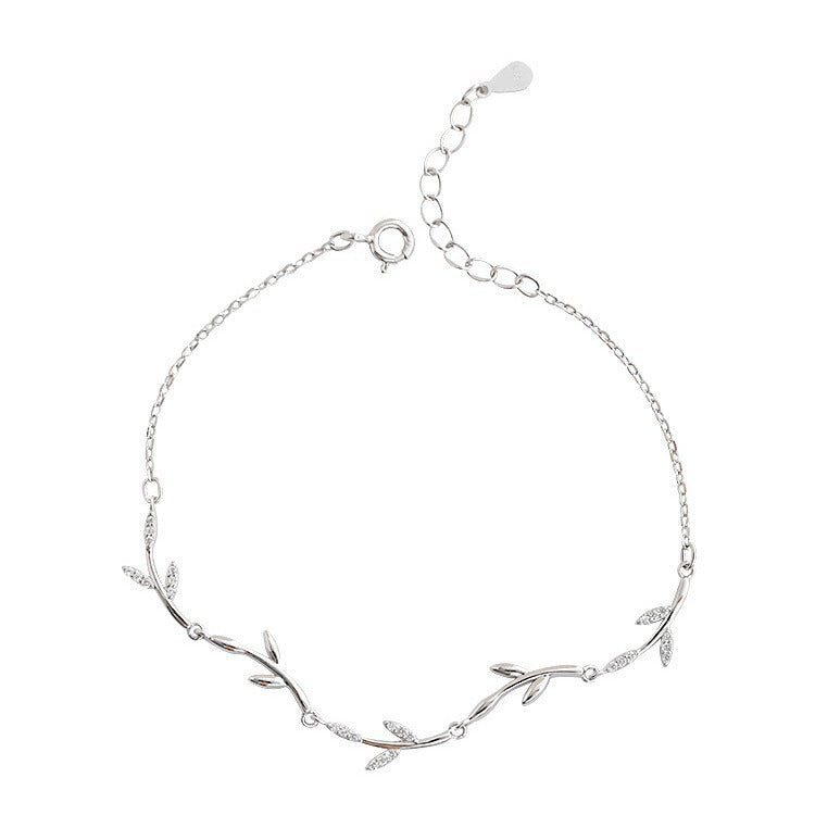925 silver branch shaped bracelet - silvery