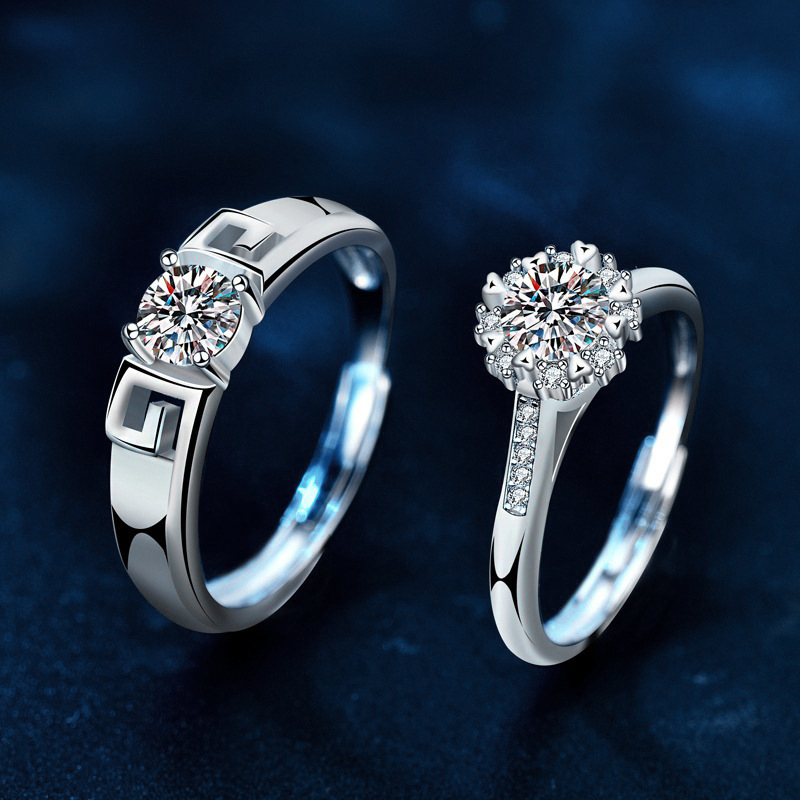 S925 Sterling Silver Moissanite A Lifetime of Love Couple Rings