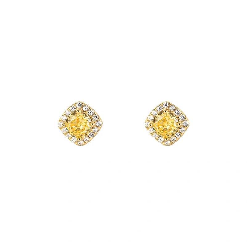 925 sterling silver square earrings - golden