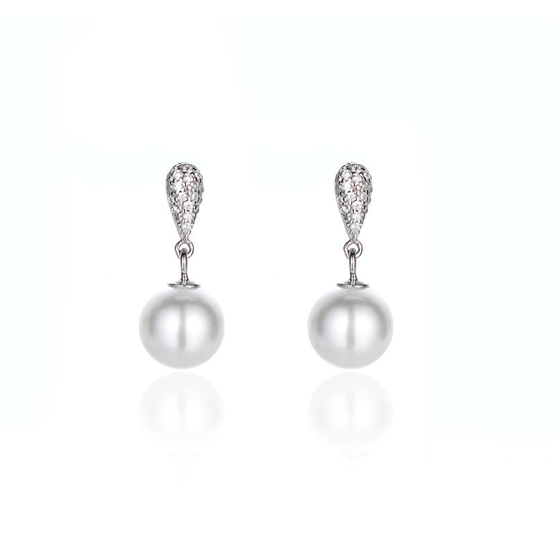 Imitation pearl earrings - silver
