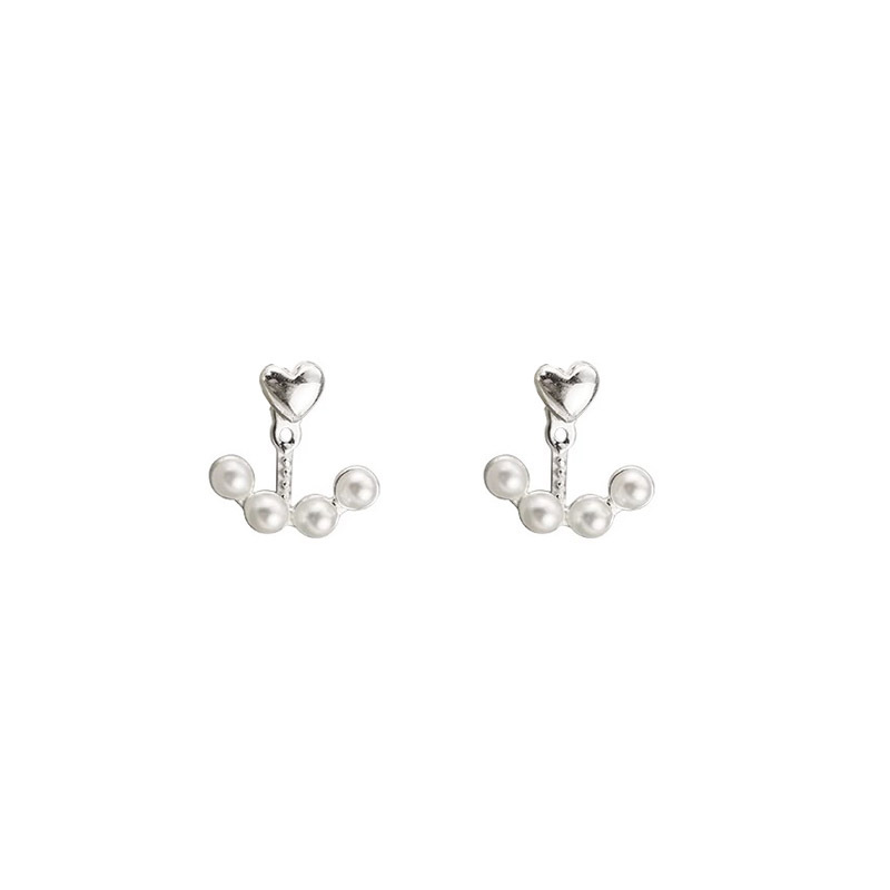  925 sterling silver pearl earrings - silvery