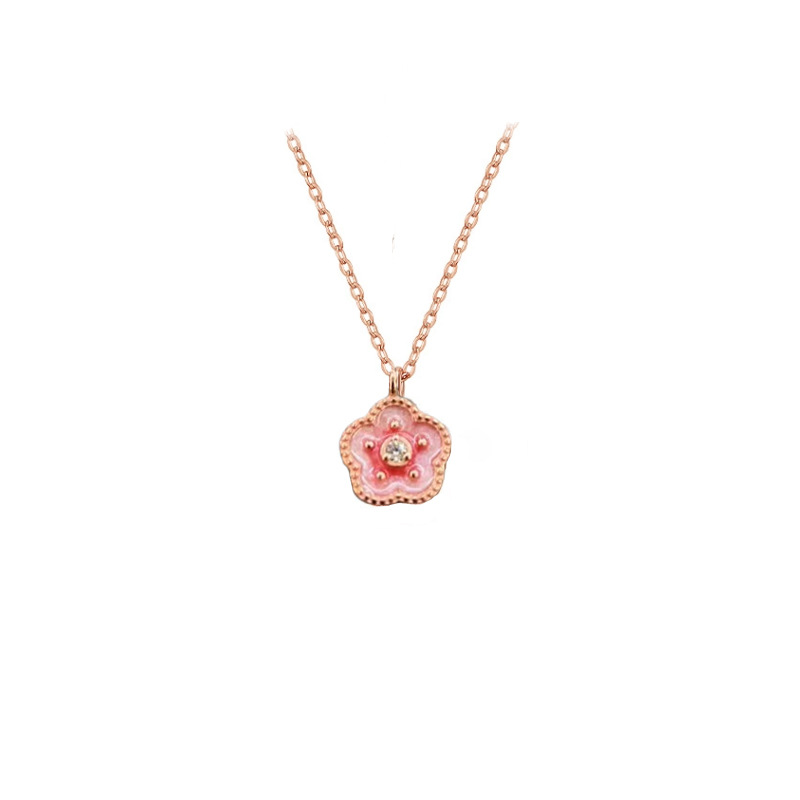 925 sterling silver small flower necklace - rose golden