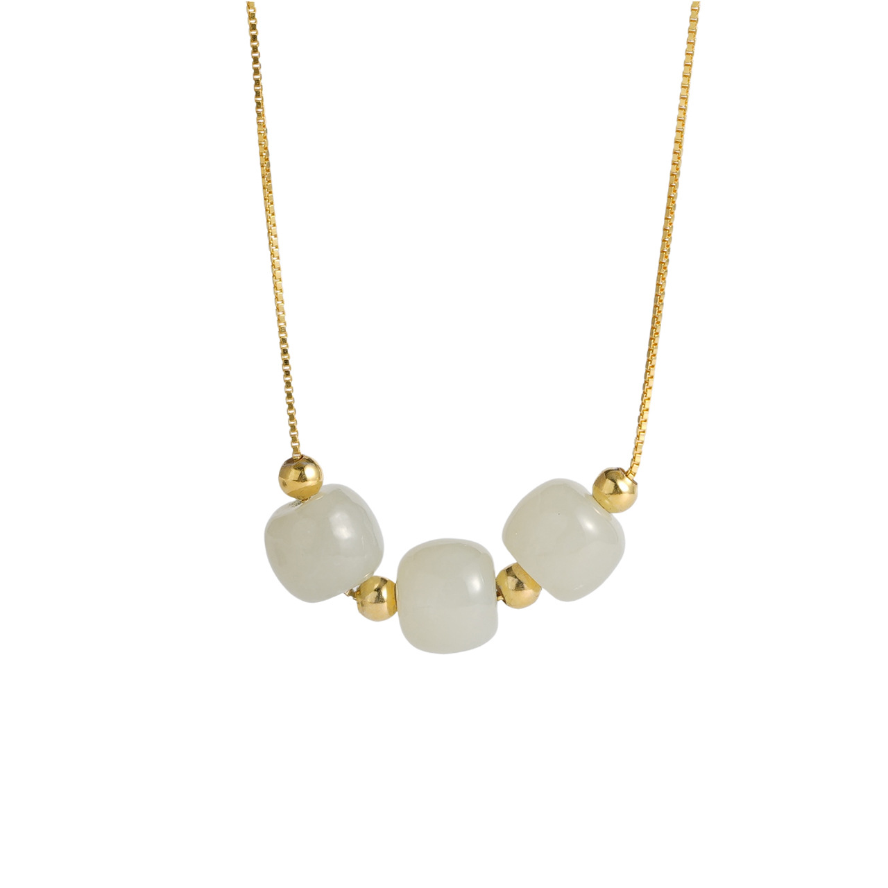 925 Sterling Silver Hotan Jade Necklace - Golden