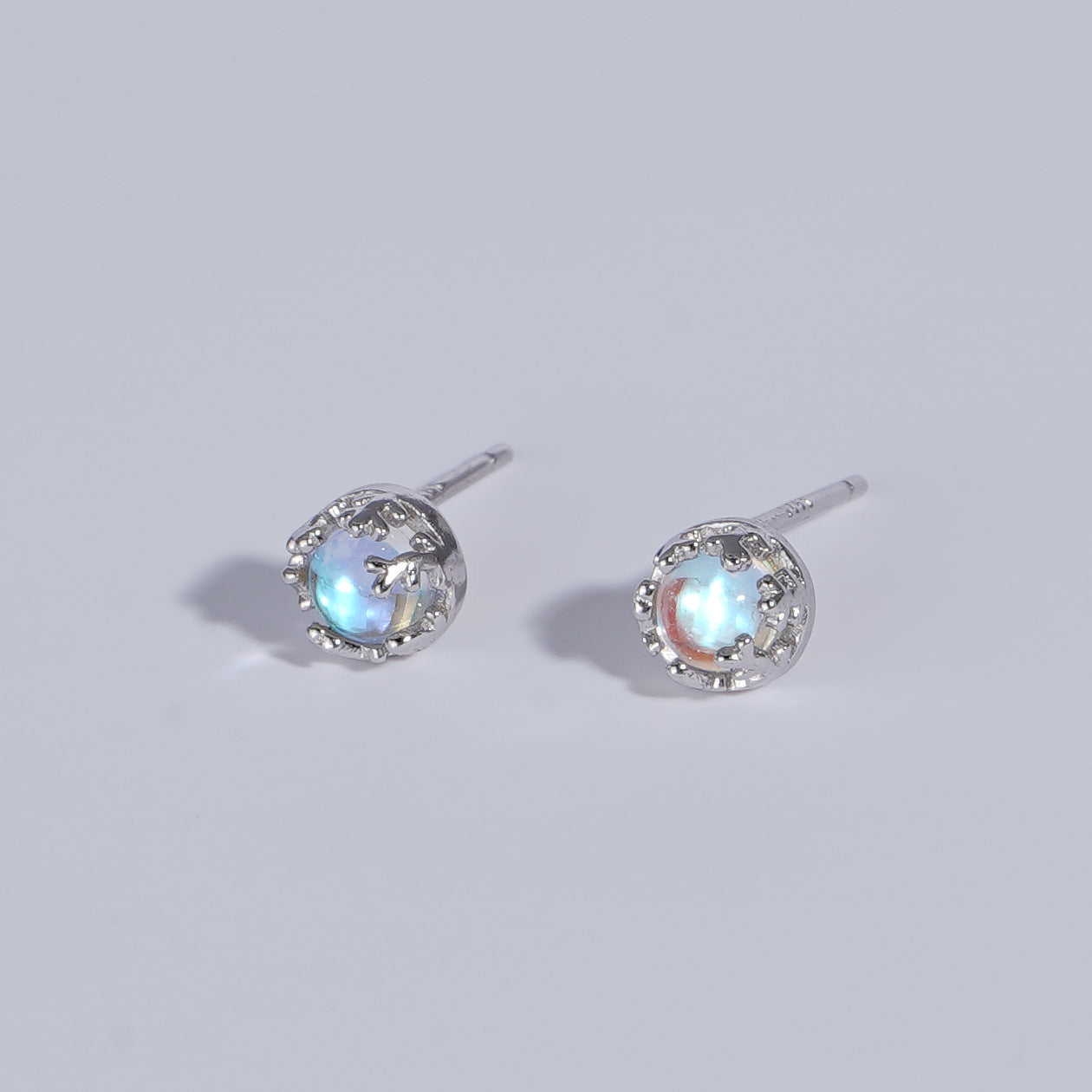 S925 sterling silver moonstone earrings - silvery