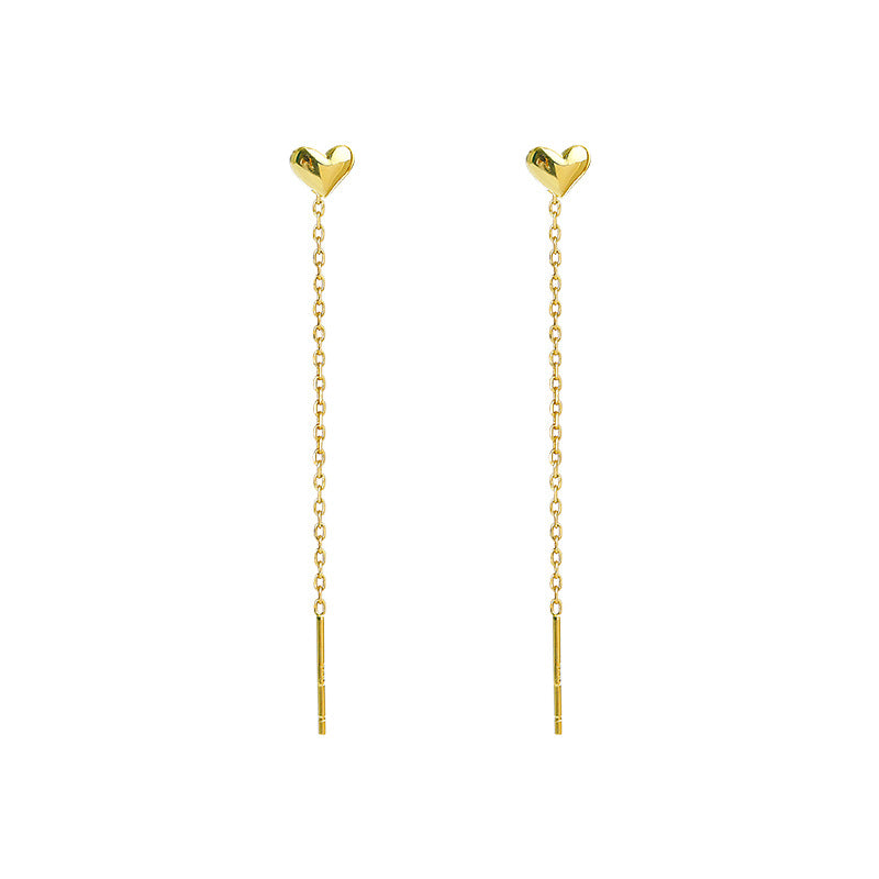 925 sterling silver heart-shaped tassel ear line