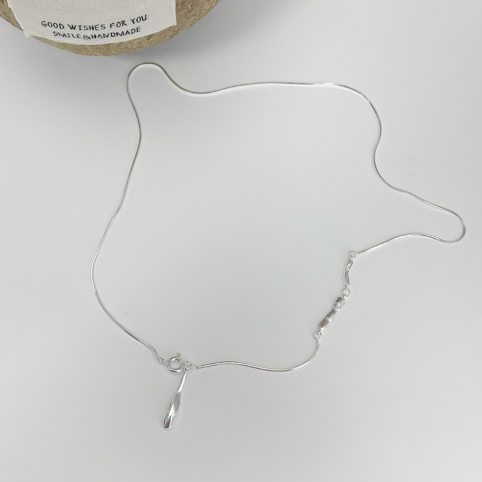 925 Silver Water Drop Pendant Necklace - Silvery