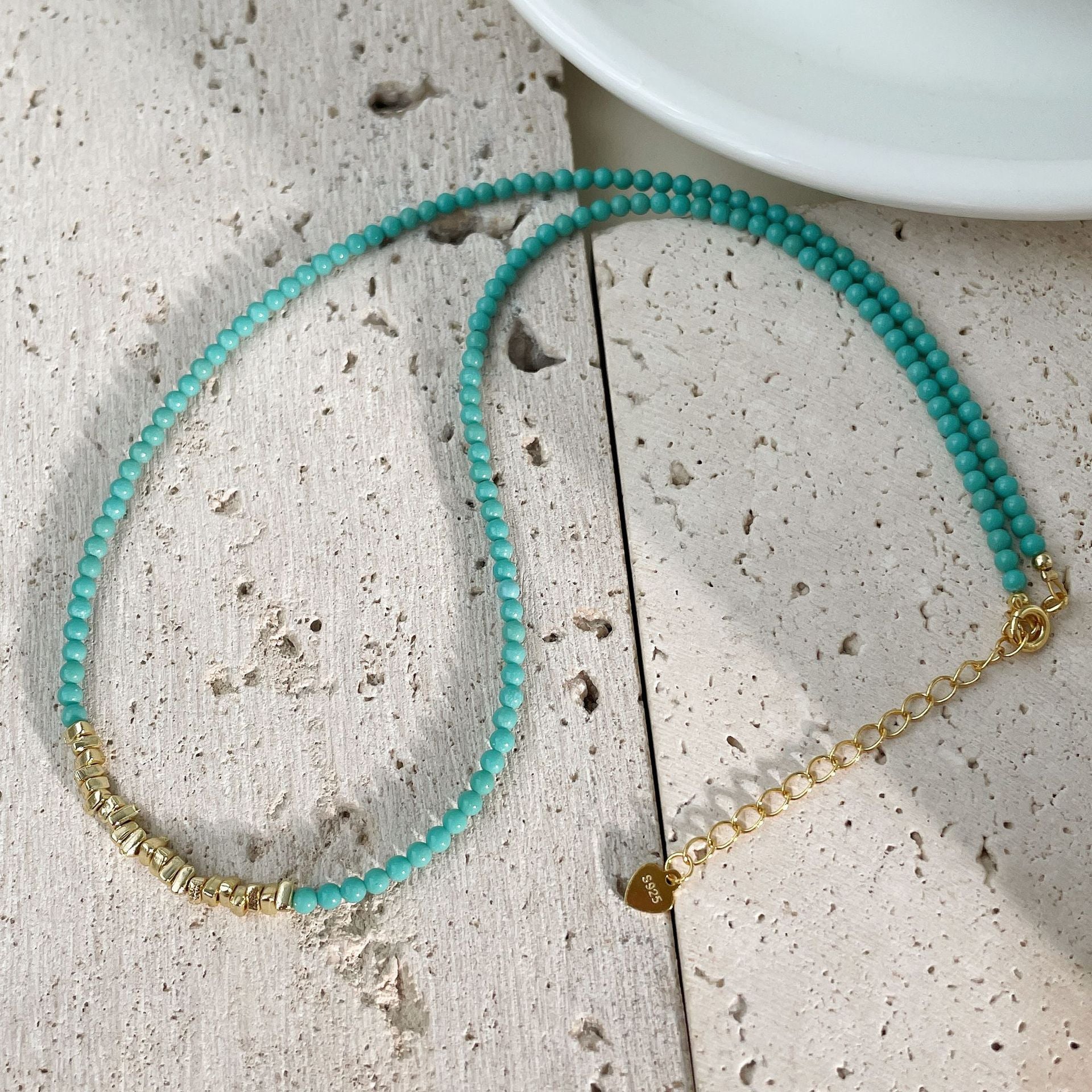 925 sterling silver turquoise necklace - golden